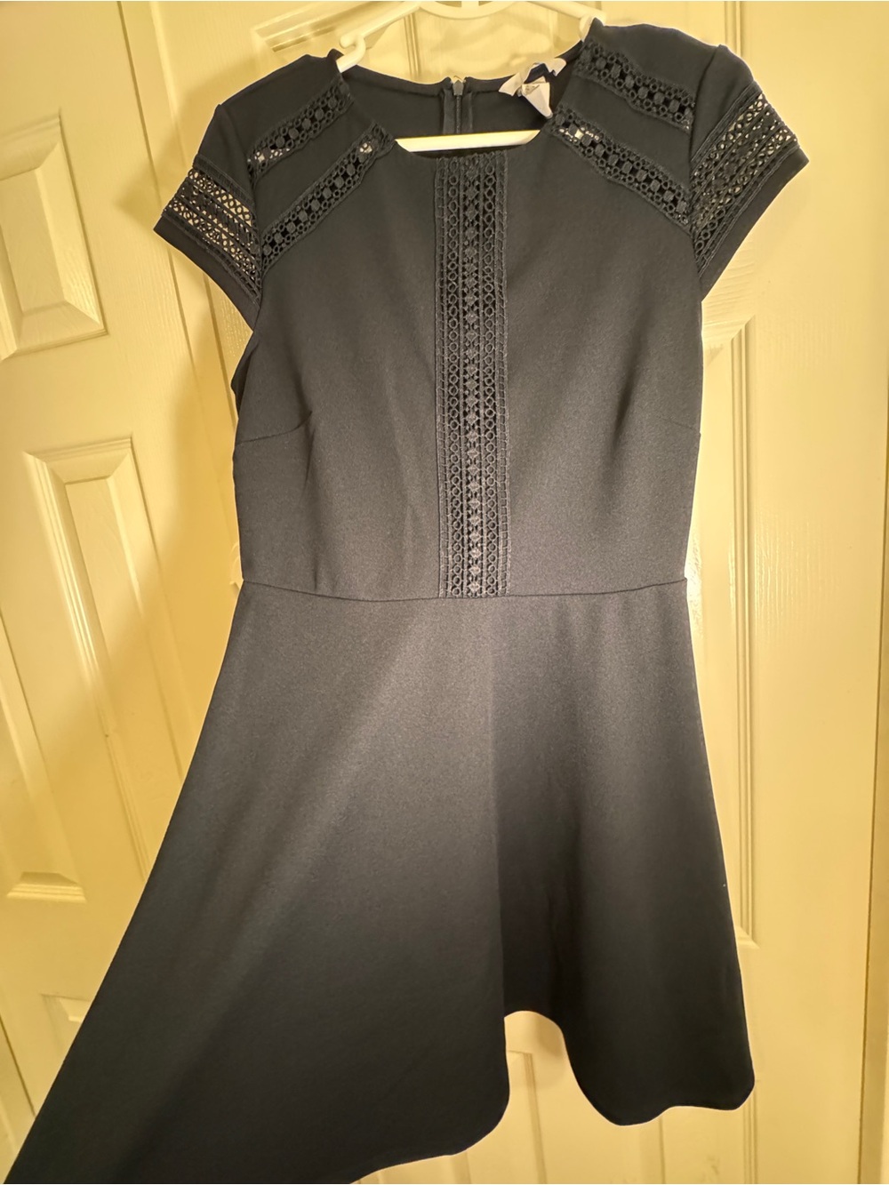H&M Black Lace-Panel Fit & Flare Dress - Size M